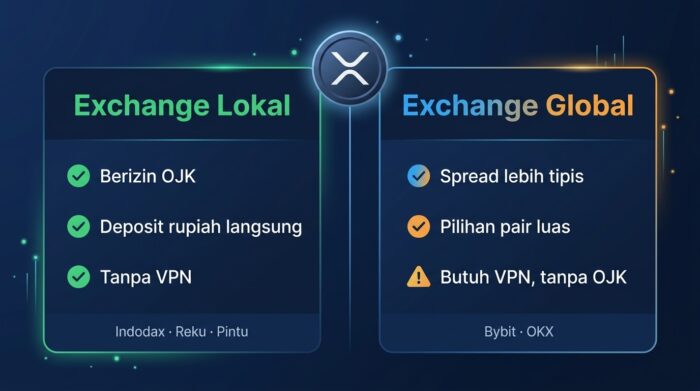 Perbandingan exchange lokal dan global untuk beli XRP di Indonesia