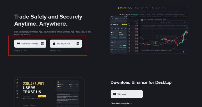Download Aplikasi atau Buka Website Binance