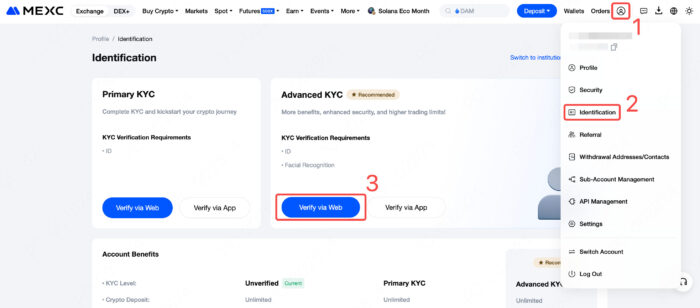 Pilih KYC Dasar → Verifikasi Melalui Web Pilih KYC Dasar → Verifikasi Melalui Web